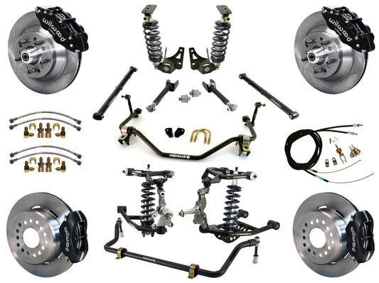 COILOVER SYSTEM,ARMS,BARS,WILWOOD 13"/12" BRAKES,BLACK CALIPERS,64-67 GM A-BODY