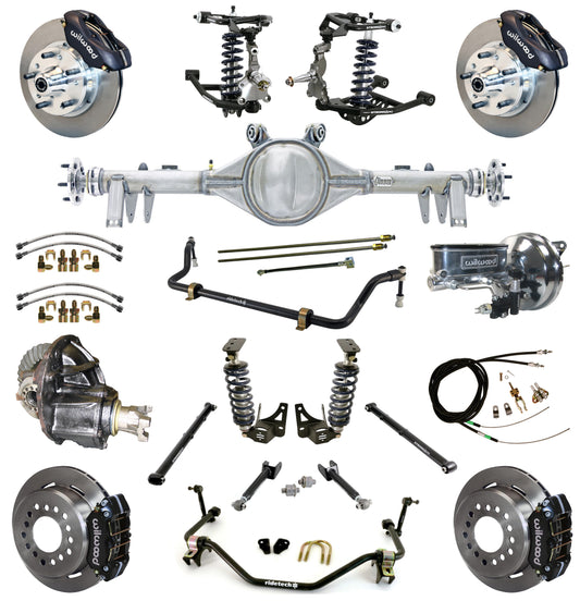 COILOVER SYSTEM,ARMS,BARS,CURRIE REAR END,WILWOOD 11" BRAKES,BLACK,64-67 GM A-