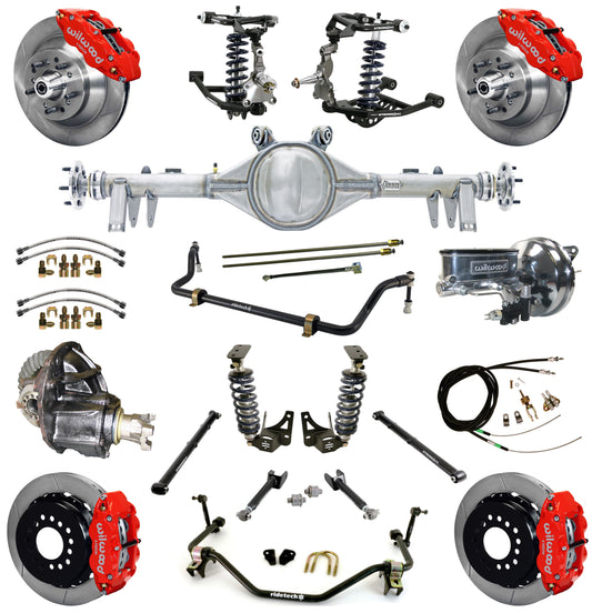 COILOVER SYSTEM,ARMS,BARS,CURRIE REAR END,WILWOOD 13" BRAKES,RED,64-67 GM A-