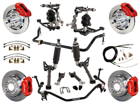 AIR RIDE SYSTEM,ARMS,BARS,WILWOOD 12" BRAKES,RED CALIPERS,64-67 GM A-BODY