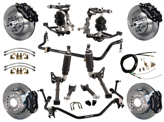AIR RIDE SYSTEM,ARMS,BARS,WILWOOD 13"/12" BRAKES,BLACK CALIPERS,64-67 GM A-BODY