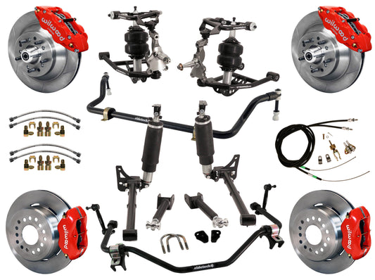 AIR RIDE SYSTEM,ARMS,BARS,WILWOOD 13"/12" BRAKES,RED CALIPERS,64-67 GM A-BODY