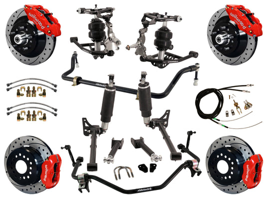 AIR RIDE SYSTEM,ARMS,BARS,WILWOOD 13"/12" DRILLED BRAKES,RED CALIPERS,64-67 A-