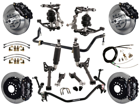AIR RIDE SYSTEM,ARMS,BARS,WILWOOD 13" BRAKES,BLACK CALIPERS,64-67 GM A-BODY
