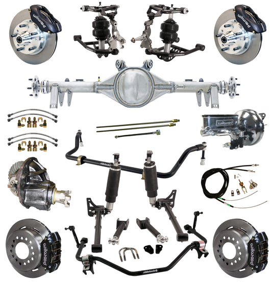 AIR RIDE SYSTEM,ARMS,BARS,CURRIE REAR END,WILWOOD 11" BRAKES,BLACK,64-67 GM A-