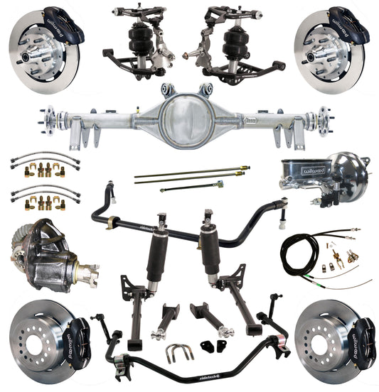 AIR RIDE SYSTEM,ARMS,BARS,CURRIE REAR END,WILWOOD 12" BRAKES,BLACK,64-67 GM A-