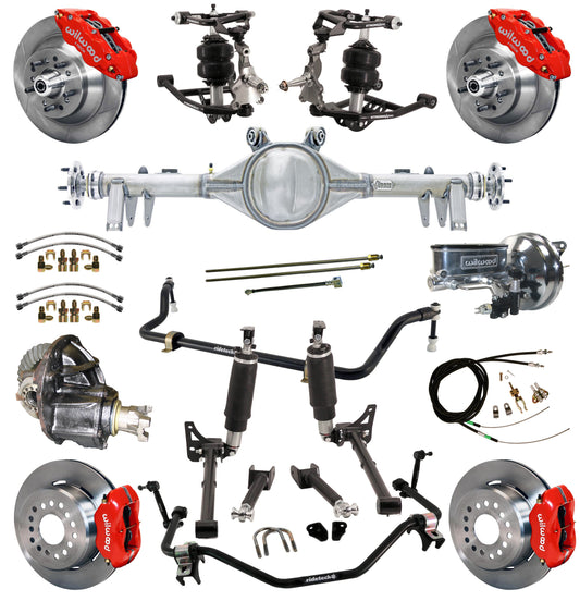 AIR RIDE SYSTEM,ARMS,BARS,CURRIE REAR END,WILWOOD 13"/12" BRAKES,RED,64-67 A-