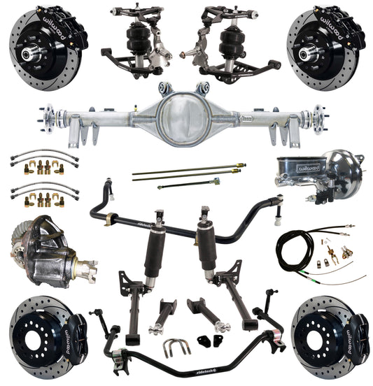 AIR RIDE SYSTEM,ARMS,CURRIE REAR END,WILWOOD 13"/12" DRILLED BRAKES,BLACK,64-67