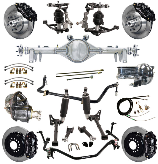 AIR RIDE SYSTEM,ARMS,BARS,CURRIE REAR END,WILWOOD 13" BRAKES,BLACK,64-67 GM A-