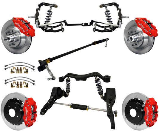 COILOVER SYSTEM,WILWOOD 13" BRAKES,RED,65-67