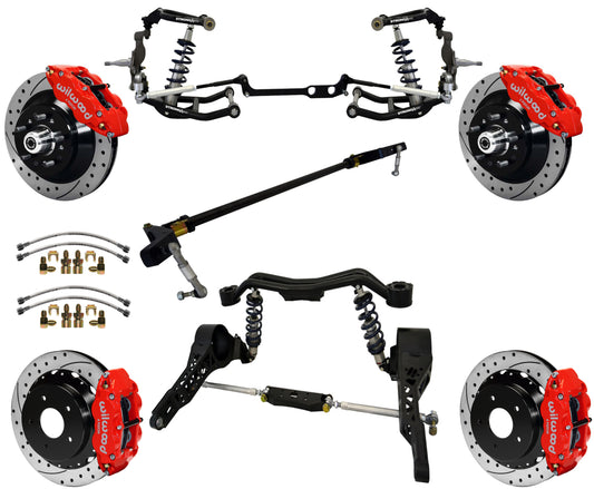 COILOVER SYSTEM,WILWOOD 13" BRAKES,DRILLED,RED