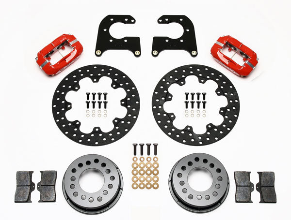 SMALL FORD DRAG KIT,2.66",REAR,11.44",DRILLED ROTORS,RED