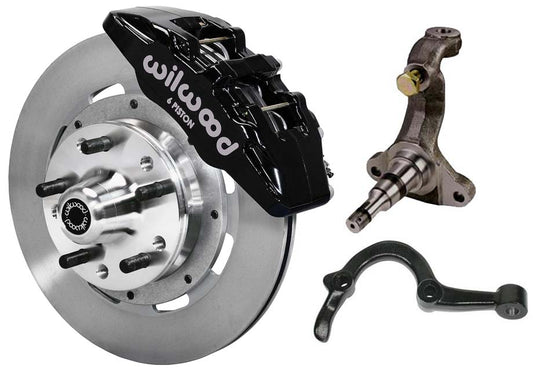 64-72 GM A FRONT DISC BRAKE KIT,STOCK SPINDLES,ARMS,6 PISTON,12" ROTORS,BLACK