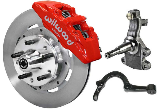 64-72 GM A FRONT DISC BRAKE KIT,2" DROP SPINDLES,ARMS,6 PISTON,12" ROTORS,RED
