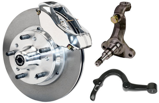 64-72 GM A-BODY FRONT DISC BRAKE KIT & STOCK SPINDLES & ARMS,11" ROTORS,POLISHED