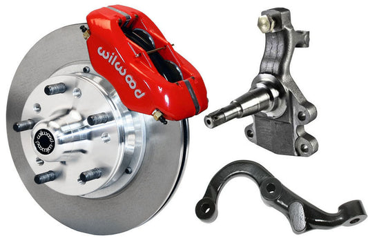 67-69 GM F-BODY FRONT DISC BRAKE KIT & 2" DROP SPINDLES & ARMS,11" ROTORS,RED