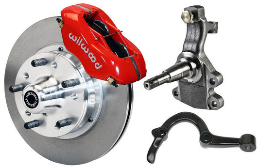 64-72 GM A-BODY FRONT DISC BRAKE KIT & 2" DROP SPINDLES & ARMS,11" ROTORS,RED