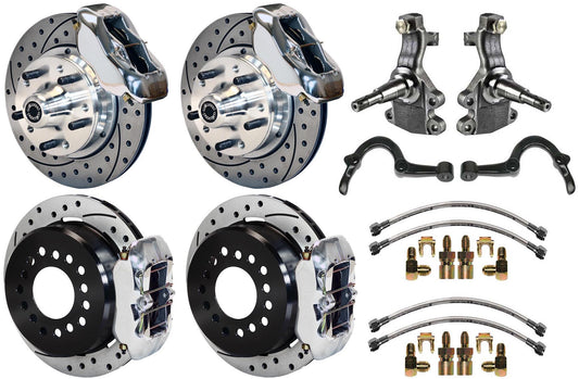 64-72 GM A-BODY FULL DISC BRAKE KIT & 2" DROP SPINDLES & ARMS,11" DRILLED,POLISH