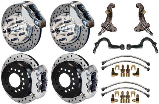 64-72 GM A-BODY FULL DISC BRAKE KIT & STOCK SPINDLES & ARMS,11" DRILLED,POLISHED
