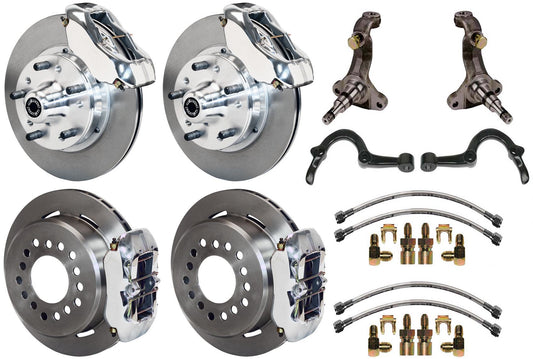 64-72 GM A-BODY FULL DISC BRAKE KIT & STOCK SPINDLES & ARMS,11" ROTORS,POLISHED