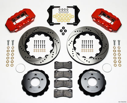 99-06 BMW E46 KIT,FRONT,W6A,14" DRILLED ROTORS,RED