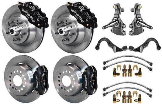 67-69 GM F-BODY FULL DISC BRAKE,2" DROP SPINDLES,ARMS,FRONT 13",REAR 12",BLACK