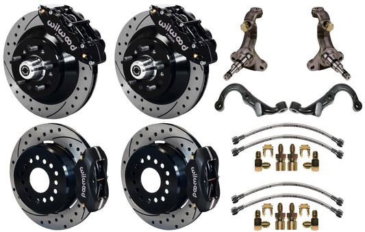 67-69 GM F-BODY FULL DISC BRAKE,STOCK SPINDLES,ARMS,FRONT 13",REAR 12" DRILL,BLK