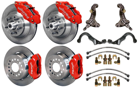 67-69 GM F-BODY FULL DISC BRAKE,STOCK SPINDLES,ARMS,FRONT 13",REAR 12",RED