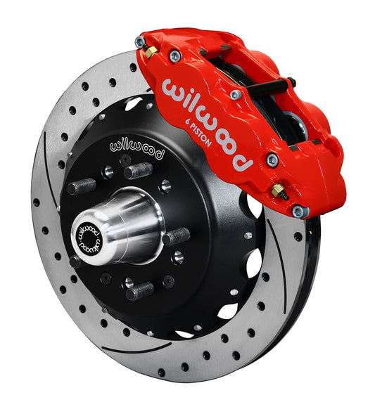 64-74 GM FRONT DISC BRAKE KIT FOR WILWOOD PRO SPINDLES,13" DRILLED ROTORS,RED
