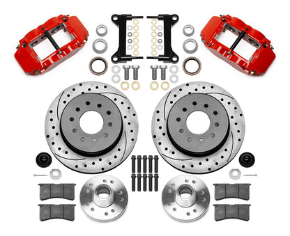 88-99 CHEVY C1500 FRONT DISC BRAKE KIT FOR WILWOOD DROP SPINDLES,12" DRILLED,RED