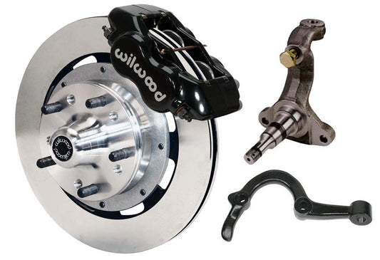 64-72 GM A-BODY FRONT DISC BRAKE KIT & STOCK SPINDLES & ARMS,12" ROTORS,BLACK