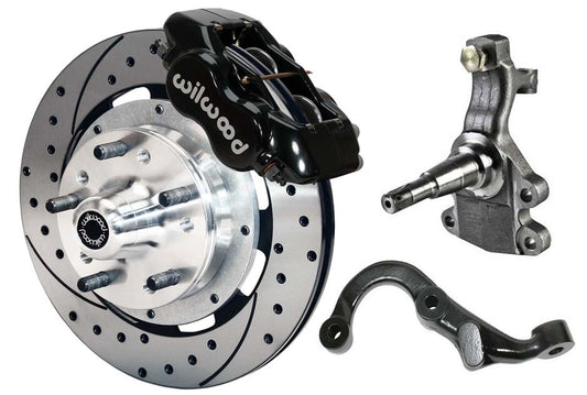 67-69 GM F-BODY FRONT DISC BRAKE KIT & 2" DROP SPINDLES & ARMS,12" DRILLED,BLACK