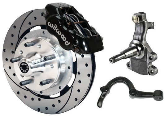 64-72 GM A-BODY FRONT DISC BRAKE KIT & 2" DROP SPINDLES & ARMS,12" DRILLED,BLACK