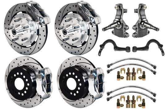 64-72 GM A-BODY FULL DISC BRAKE KIT & 2" DROP SPINDLES & ARMS,12" DRILLED,POLISH