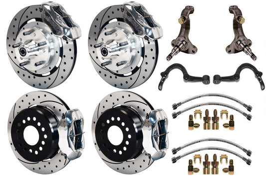 64-72 GM A-BODY FULL DISC BRAKE KIT & STOCK SPINDLES & ARMS,12" DRILLED,POLISHED