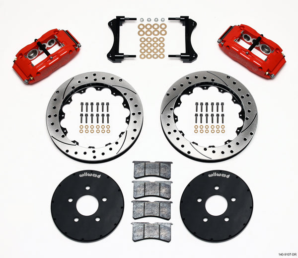 94-04 MUSTANG KIT,FRONT,12.90" DRILLED ROTORS,RED
