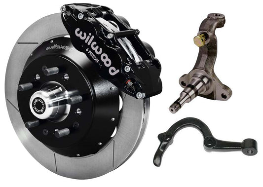 64-72 GM A-BODY FRONT DISC BRAKE KIT & STOCK SPINDLES & ARMS,14" ROTORS,BLACK