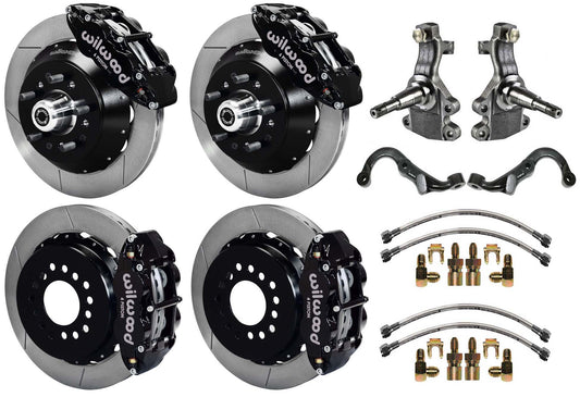 67-69 GM F-BODY FULL DISC BRAKE,2" DROP SPINDLES,ARMS,FRONT 14",REAR 13",BLACK