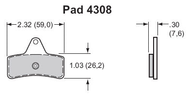 BRAKE PADS,4308 BP-10,KART/JR DRAG,(2)