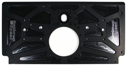 MOTOR PLATE,REAR,RAISED RAIL,BLACK,SPRIN