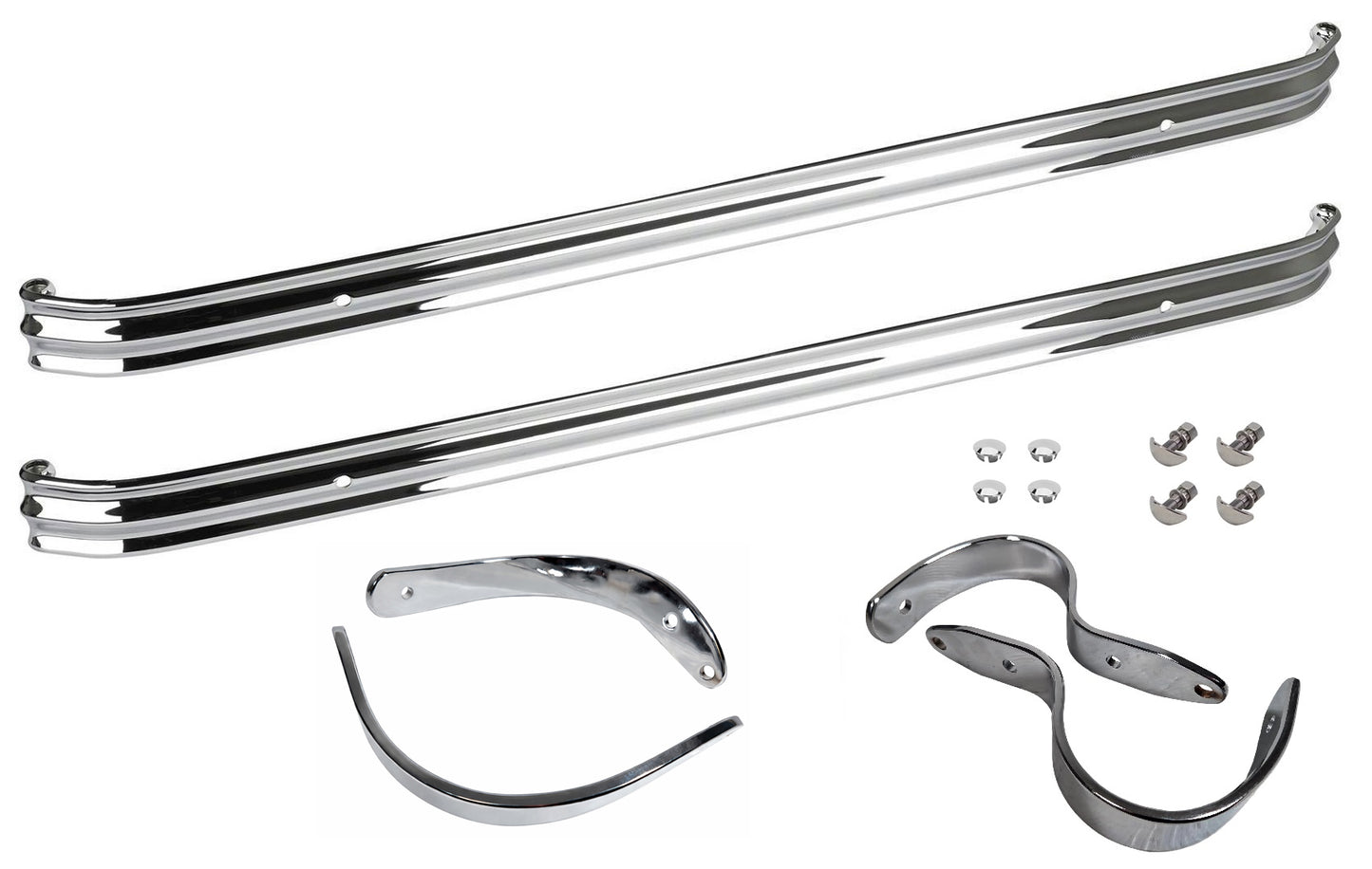 1932 FORD CHROME BUMPER KIT,FRONT & REAR,CHROME BRACKETS,BOLTS,PLUGS,32