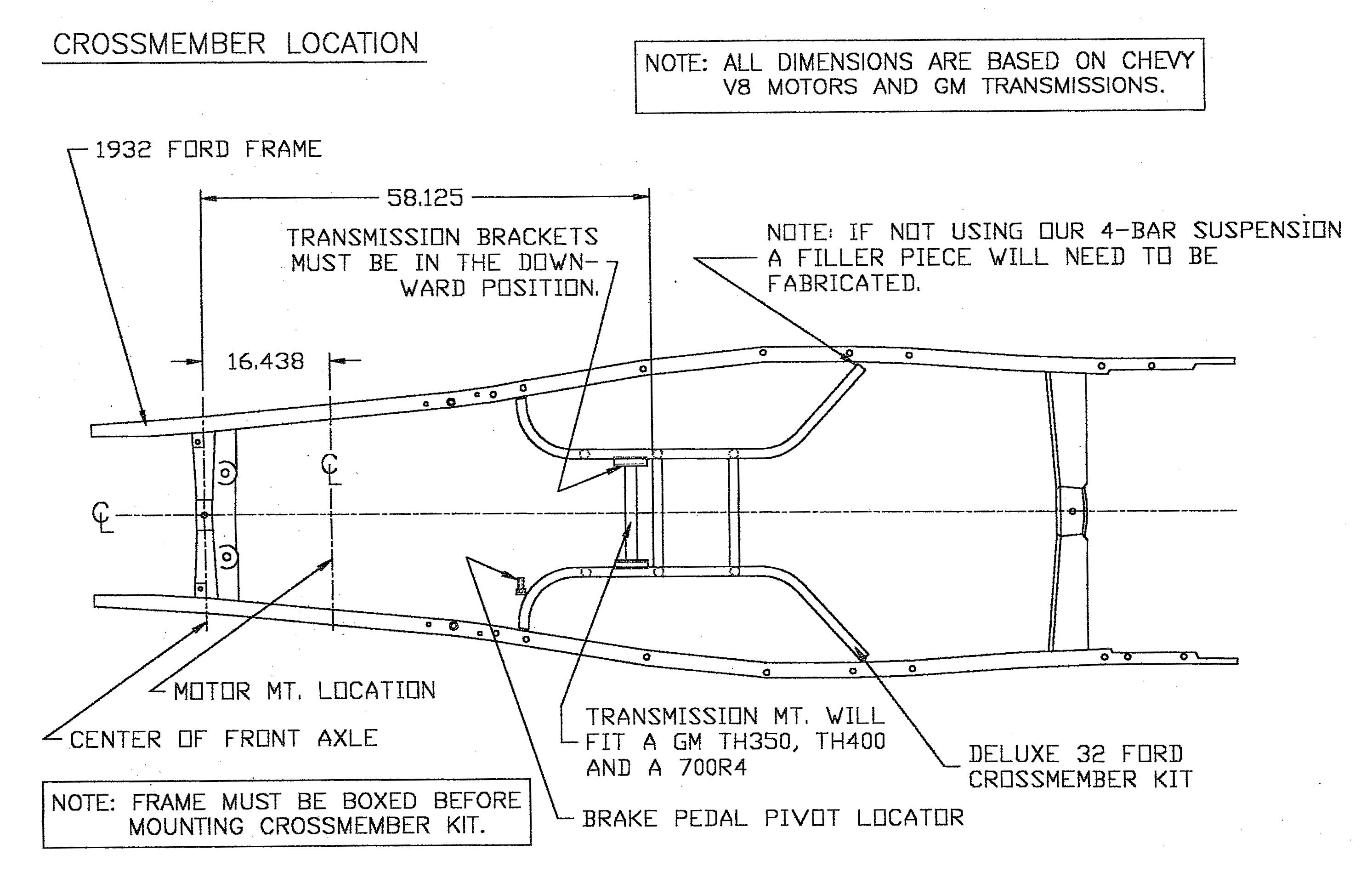 1932 FORD CENTER CROSSMEMBER,TUBULAR,ASSEMBLED,32 – Southwest Speed