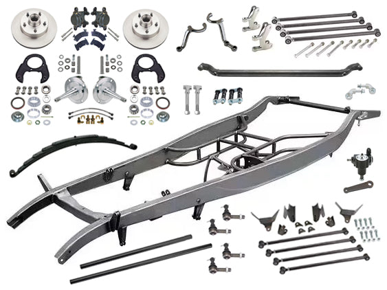 1932 FORD FRAME KIT,4 BAR SUSPENSION,STEERING,SPINDLES,GM FRONT BRAKES
