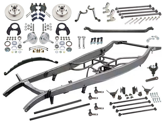 1932 FORD FRAME KIT,4 BAR SUSPENSION,STEERING,SPINDLES,GM FRONT BRAKES
