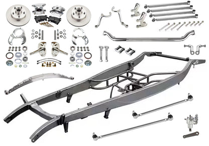 1932 FORD FRAME KIT,FRONT 4 BAR SUSPENSION,STEERING,GM BRAKES,CHROME/POLISHED,32