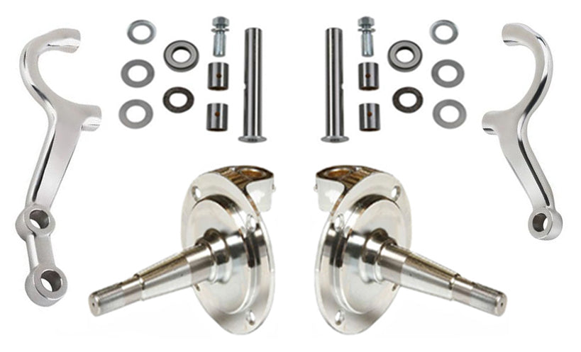 SPINDLES,KING PIN SET,STEERING ARMS,28-48 FORD,CHROME,PAIR