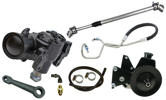 JEEP POWER STEERING KIT,BOX,PUMP,SHAFT,4/6 CYLINDER BRACKET,76-86,SINGLE PULLEY