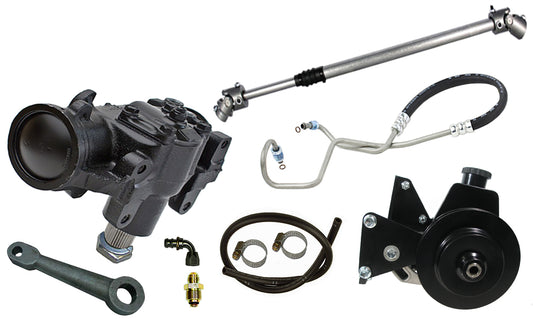 JEEP POWER STEERING KIT,BOX,PUMP,SHAFT,4/6 CYLINDER BRACKET,76-86,DUAL SMOG PULL