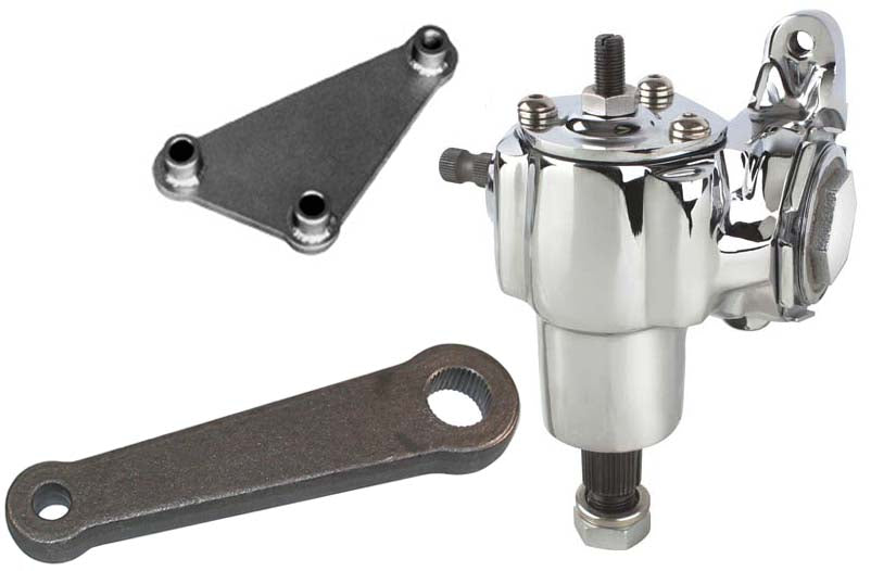 VEGA 140 MANUAL CHROME STEERING BOX,WELD-ON MOUNTING BRACKET & 1/2" BOLT PITMAN
