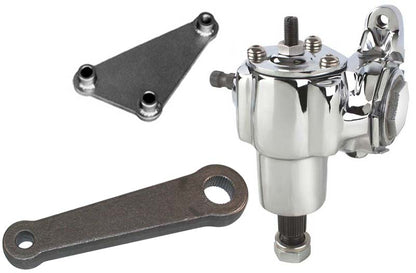 VEGA 140 MANUAL CHROME STEERING BOX,WELD-ON MOUNTING BRACKET & 1/2" BOLT PITMAN